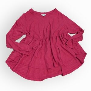 🖤3 For $15🖤plus size pink waffle knit babydoll top
